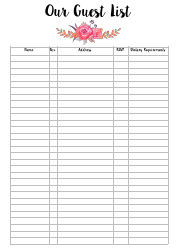 Document preview: Our Wedding Guest List Template