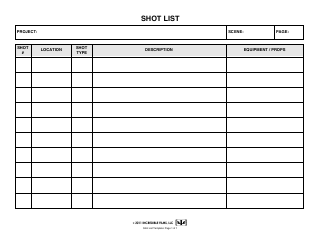 Document preview: Shot List Template - Incredible Films