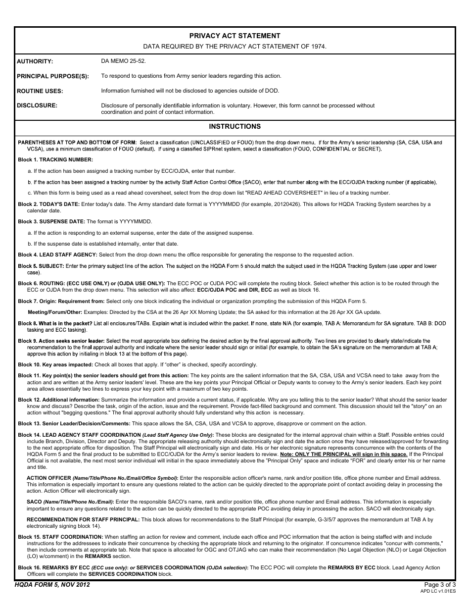 DA Form 5 - Fill Out, Sign Online and Download Fillable PDF ...