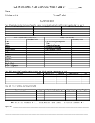 &quot;Farm Income and Expense Worksheet&quot;