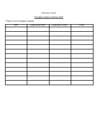 &quot;Emergency Supply Inventory Sheet Template - the River Church&quot;