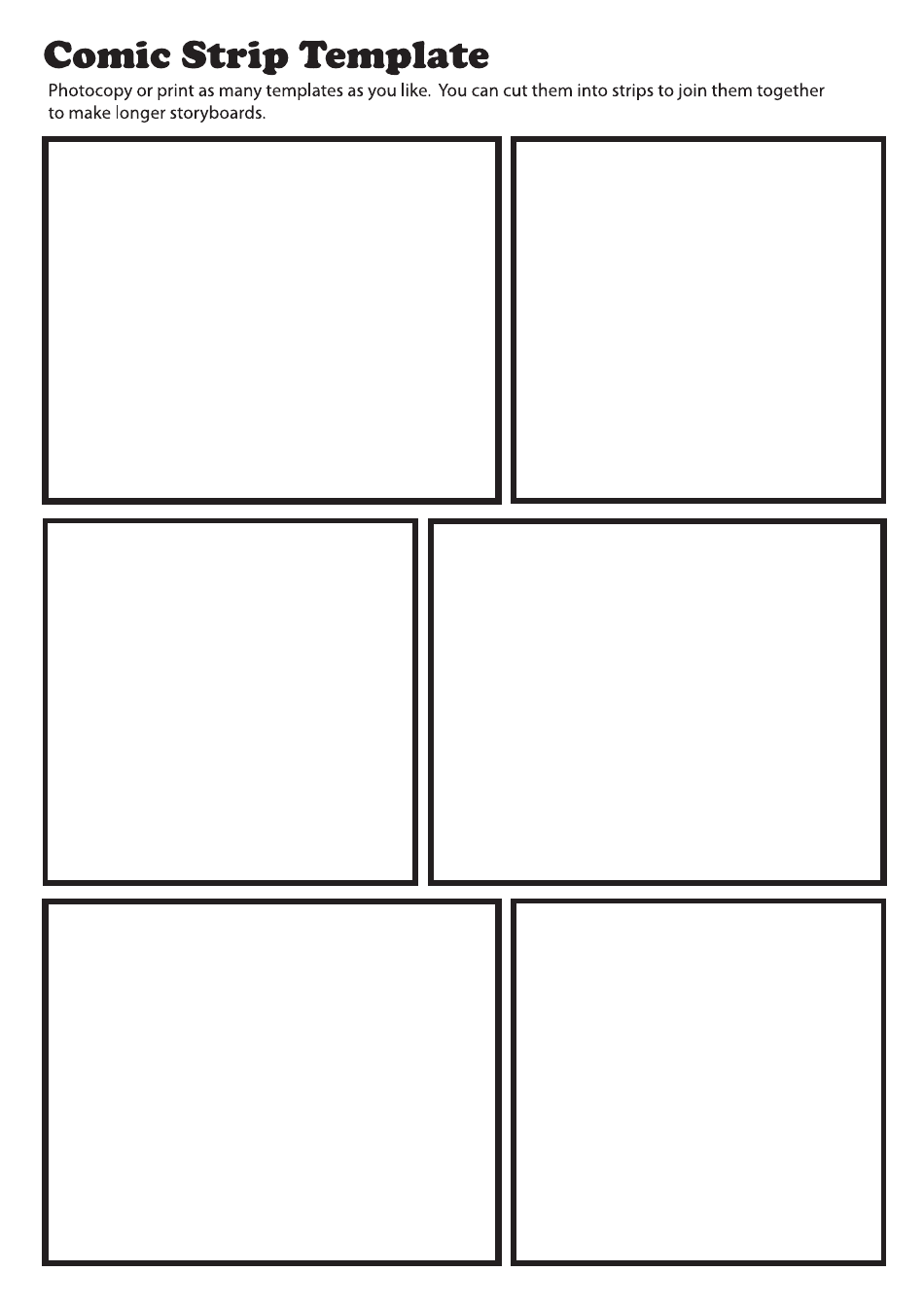 Comic Strip Template For Students