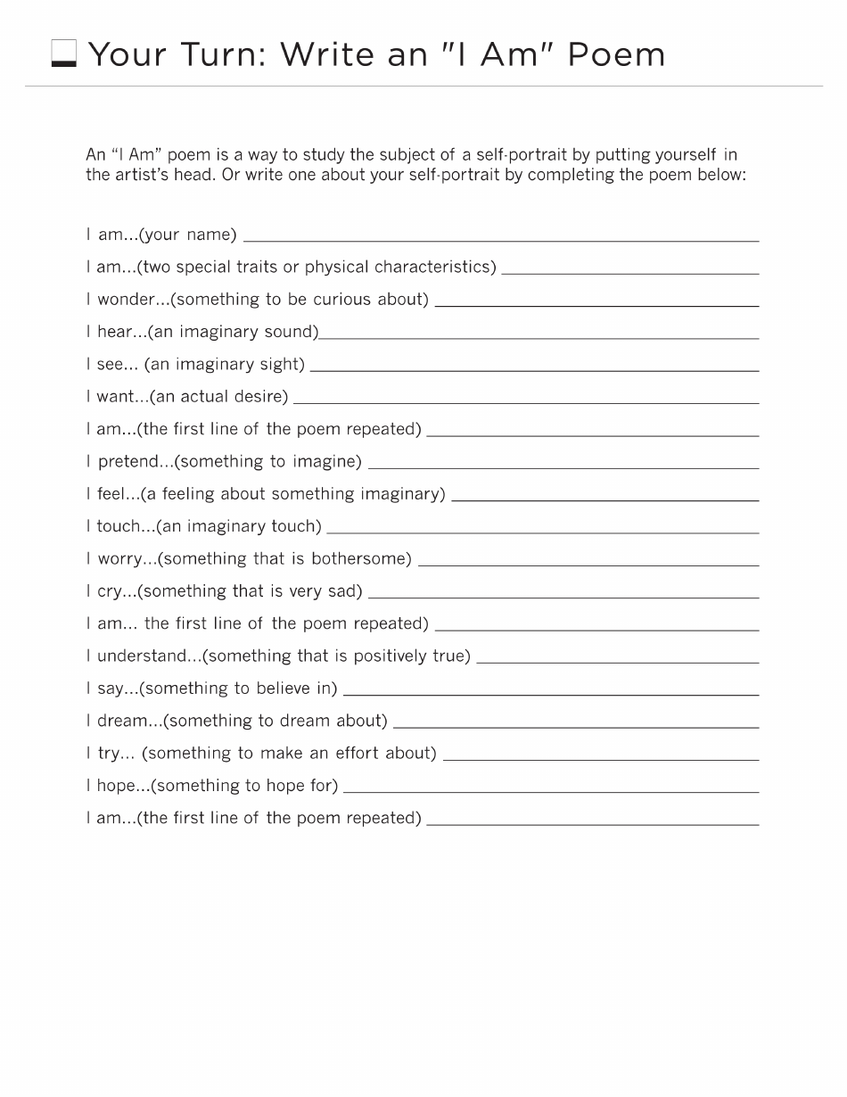 I Am Poem Template Download Printable PDF Templateroller