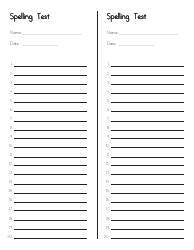 &quot;Blank 20 Words Spelling Test Sheet&quot;