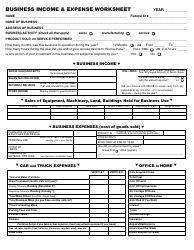 Business Income &amp; Expense Worksheet