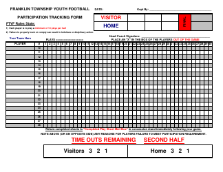 Youth Football Participation Tracking Form, Page 2