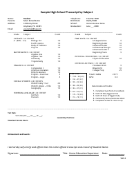 Document preview: Sample Homeschool High School Transcript by Subject