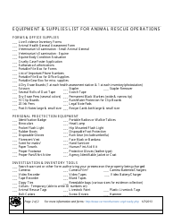 &quot;Equipment &amp; Supplies List for Animal Rescue Operations Template&quot;