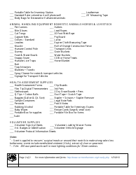 &quot;Equipment &amp; Supplies List for Animal Rescue Operations Template&quot;, Page 2