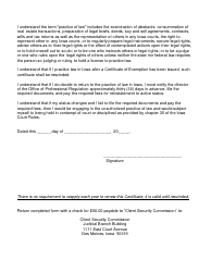 Application for Certificate of Exemption - Iowa, Page 2