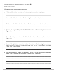 Form MBCC1 Reporting of Solicitation of Contributions for Political Committees and Electioneering Communications Organizations - City of Miami Beach, Florida, Page 2
