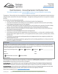 Document preview: Form AGR-2206 Food Assistance - Accounting System Verification Form - Washington