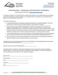 Document preview: Form AGR-2384 Food Assistance - Suspension and Debarment Certification - Washington
