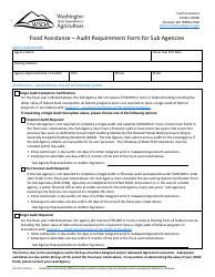 Document preview: Form AGR-2217 Food Assistance - Audit Requirement Form for Sub Agencies - Washington