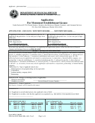 Document preview: Form DFS-C-MON1 Application for Monument Establishment License - Florida