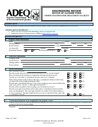 Document preview: Engineering Review - Notice of Closure Form - Onsite Wastewater Treatment Facility - Arizona
