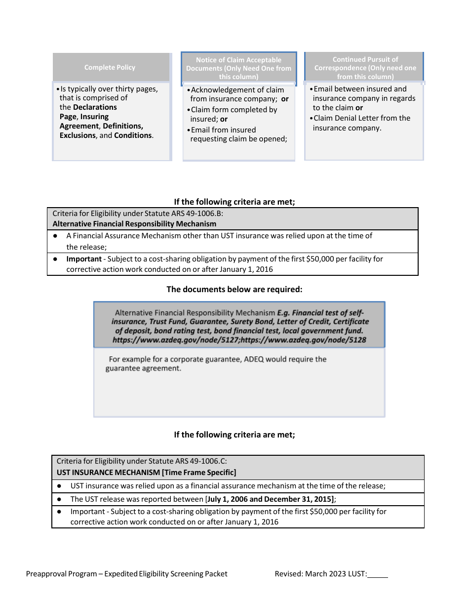 Ust Program Expedited Preapproval Application Under Arizona Revised Statutes (A.r.s.) 49-1051(K) - Arizona, Page 5
