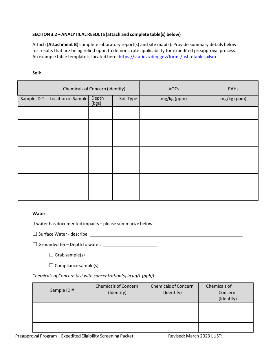 Ust Program Expedited Preapproval Application Under Arizona Revised Statutes (A.r.s.) 49-1051(K) - Arizona, Page 8