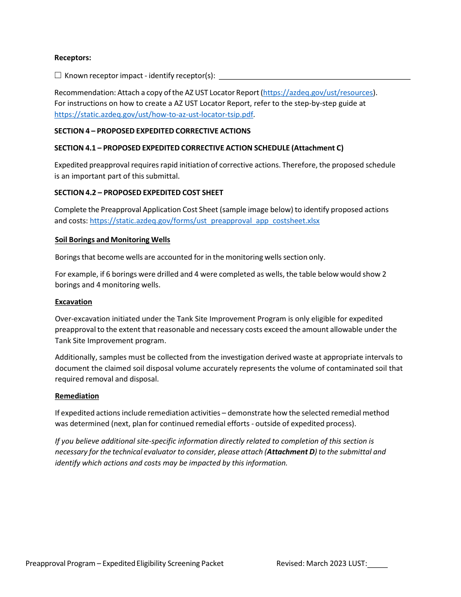 Ust Program Expedited Preapproval Application Under Arizona Revised Statutes (A.r.s.) 49-1051(K) - Arizona, Page 9