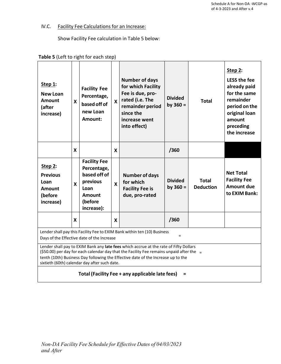 Form EBD-W-16C Schedule A Schedule to the Loan Authorization Agreement for Non-delegated Authority Transactions, Page 4