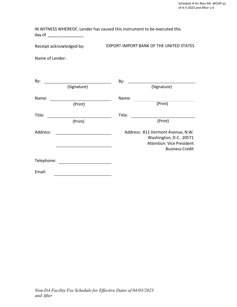 Form EBD-W-16C Schedule A Schedule to the Loan Authorization Agreement for Non-delegated Authority Transactions, Page 5