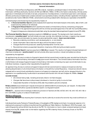 Form SHP-158T Request for Criminal Record Check - Missouri, Page 2