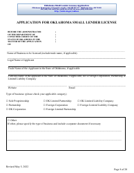 Oklahoma Small Lender License Application - Oklahoma, Page 8