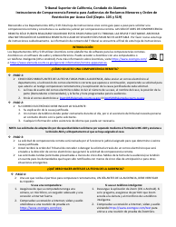 Document preview: Instrucciones De Comparecencia Remota Para Audiencias De Reclamos Menores Y Orden De Restriccion Por Acoso Civil - County of Alameda, California (Spanish)