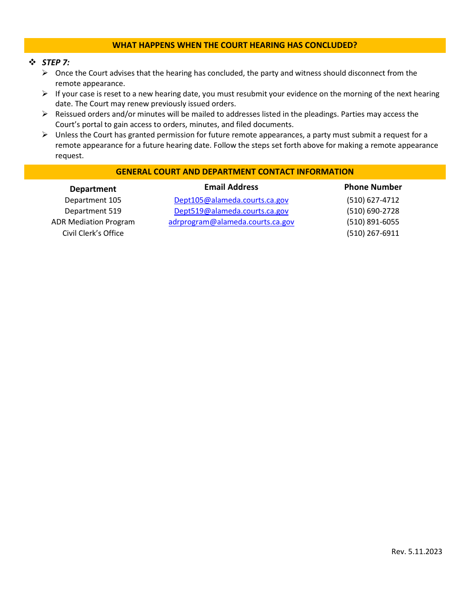 Remote Appearance Instructions for Civil Harassment and Small Claims - County of Alameda, California, Page 3