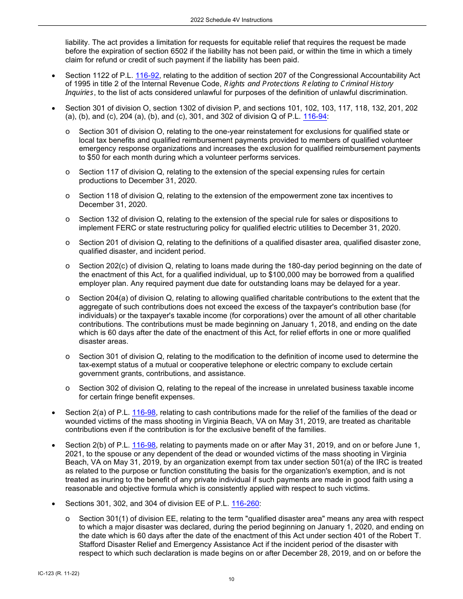 Instructions for Form IC-123 Schedule 4V Wisconsin Additions to Federal Income - Wisconsin, Page 10