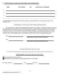 Confidential Guardianship Questionnaire - County of Alameda, California, Page 4