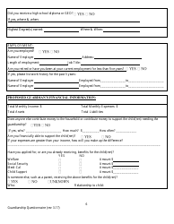Confidential Guardianship Questionnaire - County of Alameda, California, Page 6