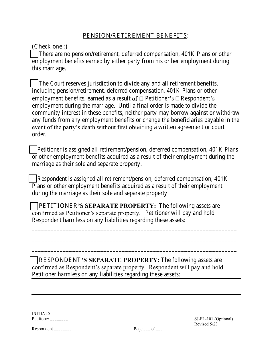 Form SJ-FL-101 Marital Settlement Agreement (No Children) - County of San Joaquin, California, Page 4