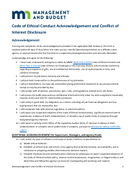 Code of Ethical Conduct Acknowledgement and Conflict of Interest Disclosure - Minnesota