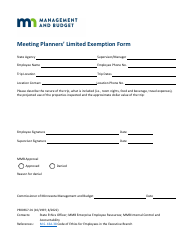 Document preview: Form PE00657-01 Meeting Planners' Limited Exemption Form - Minnesota