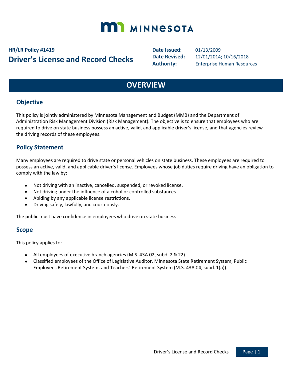Minnesota Driver's License and Record Checks Fill Out, Sign Online and Download PDF