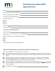 Post-retirement Option (Pro) Agreement Form - Minnesota