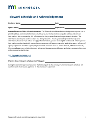 Telework Schedule and Acknowledgement - Minnesota