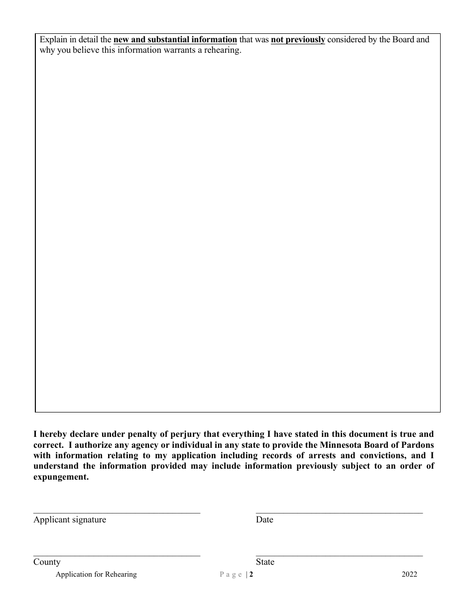 Application for Rehearing - Minnesota, Page 2