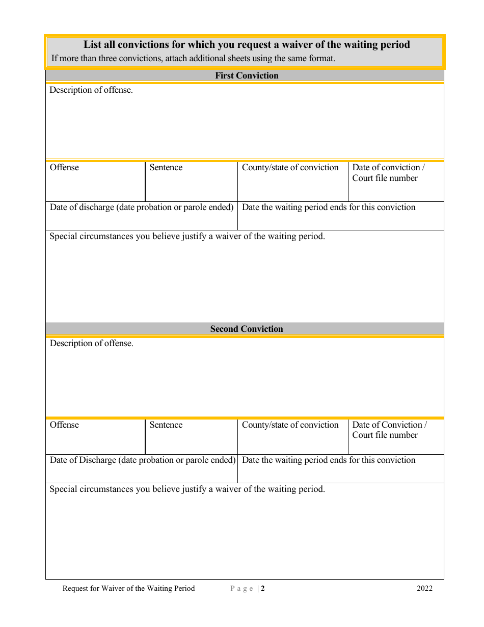 Request for Waiver of the Waiting Period - Minnesota, Page 2