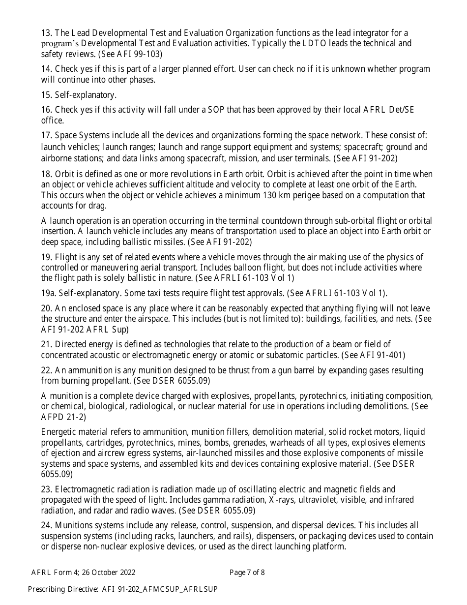 AFRL Form 4 Safety Planning Form, Page 7