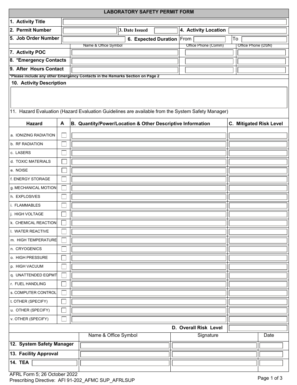 AFRL Form 5 - Fill Out, Sign Online And Download Printable PDF ...