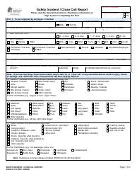 Document preview: DSHS Form 03-133 Safety Incident/Close Call Report - Washington