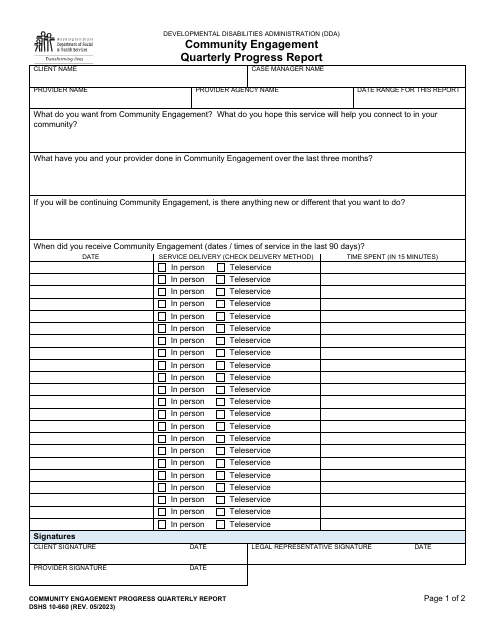 DSHS Form 10-660  Printable Pdf