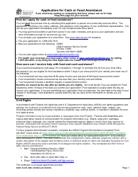 DSHS Form 14-001 Application for Cash or Food Assistance - Washington