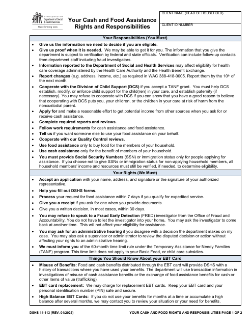 DSHS Form 14-113  Printable Pdf