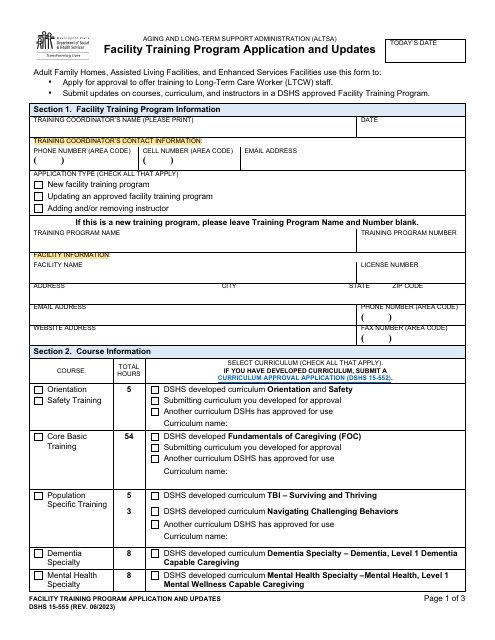 DSHS Form 15-555  Printable Pdf