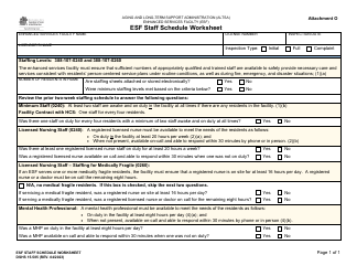 Document preview: DSHS Form 15-585 Attachment O Esf Staff Schedule Worksheet - Washington