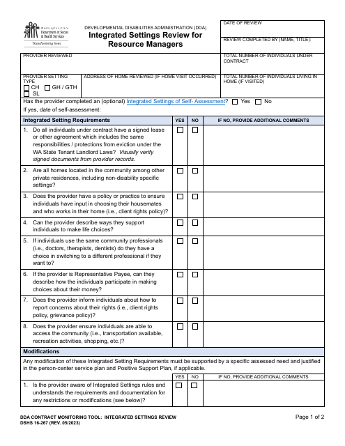 DSHS Form 16-267  Printable Pdf