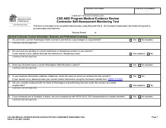 DSHS Form 27-143 Csd Abd Medical Evidence Review Contractor Self-assessment Monitoring Tool - Washington, Page 2